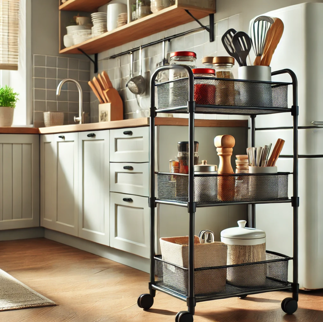 Maximize Your Space with the Versatile 3-Tier Storage Cart