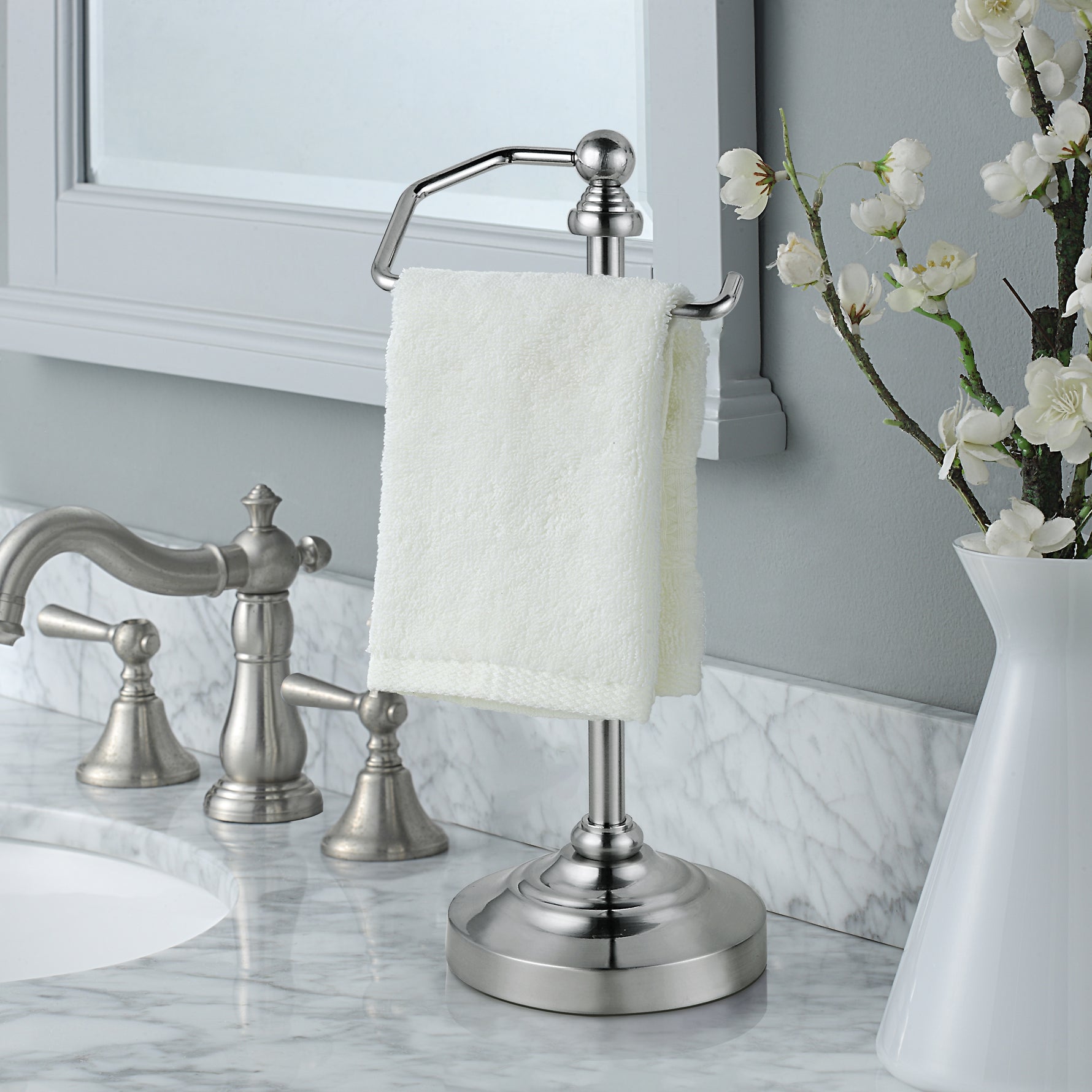 SunnyPoint Deluxe Free Standing Heavy Weighted Countertop Fingertip Towel Holder Stand