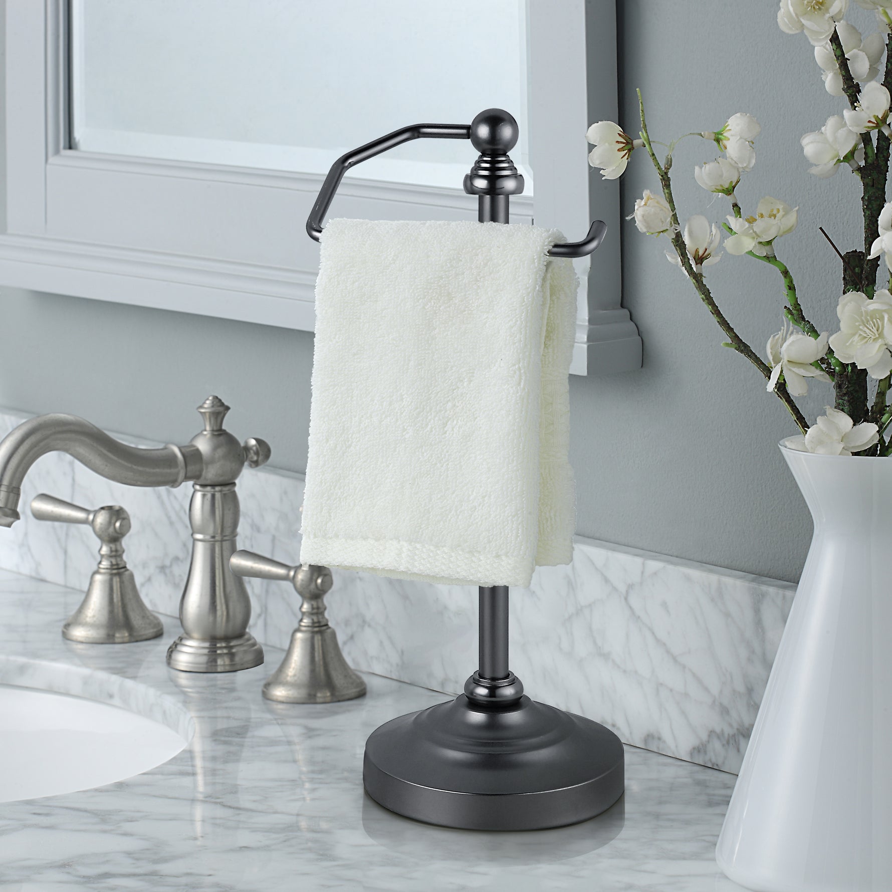 SunnyPoint Deluxe Free Standing Heavy Weighted Countertop Fingertip Towel Holder Stand