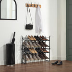 SunnyPoint Expandable & Stackable 2-Tier Shoe Rack – Adjustable Shoe Organizer for Entryway, Closet or Bedroom, Holds 4 to 8 Pairs, Space-Saving Metal Shoe Storage Shelf