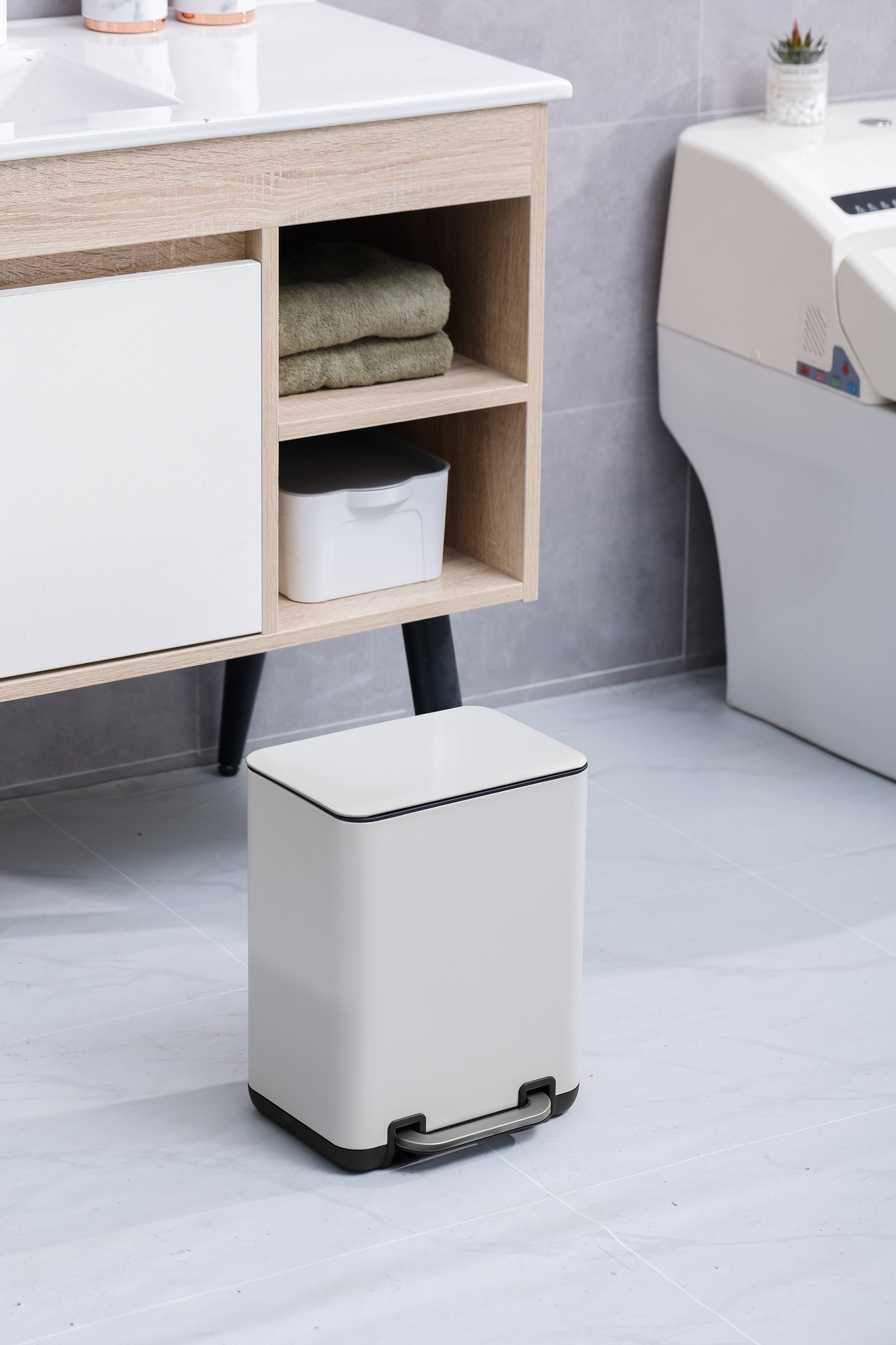 6 Liter / 1.58 Gallon Trash Can with Plastic Inner Buckets; Rectangle Bathroom, Office, Kitchen, and Bedroom Step On and Slow Close