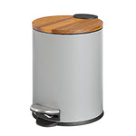 Round Trash Can with Acacia Lid, 0.8 Gal