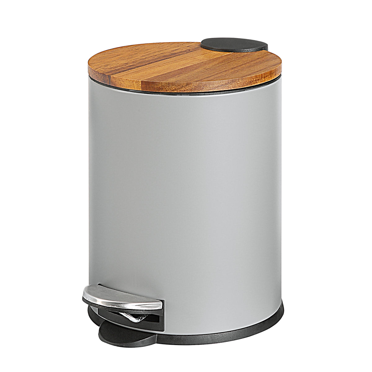 Round Trash Can with Acacia Lid, 0.8 Gal