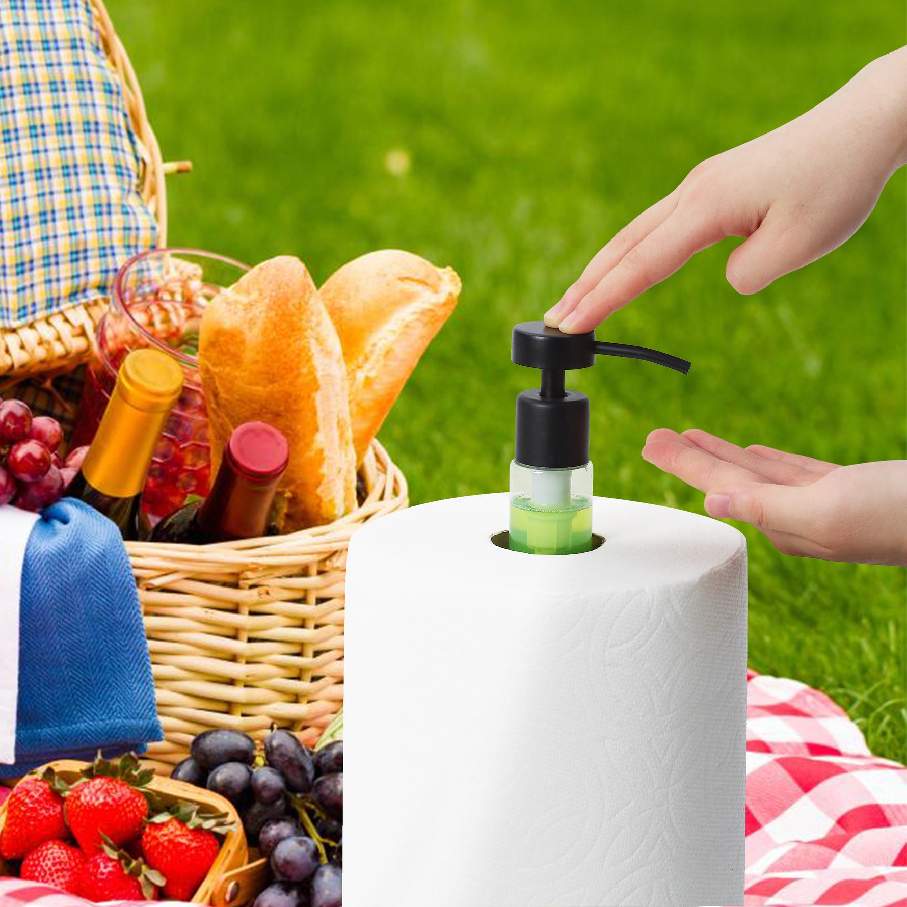 Heavy Weighted Paper Towel Holder Stand Dispenser Built-in Spray/Pump Bottle