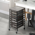 SunnyPoint Wooden Top Compact Rolling Storage 8 Drawers Organizer Mobile Utility Cart, Under Desk Storage Cart with Caster Wheels