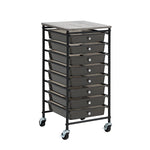 SunnyPoint Wooden Top Compact Rolling Storage 8 Drawers Organizer Mobile Utility Cart, Under Desk Storage Cart with Caster Wheels