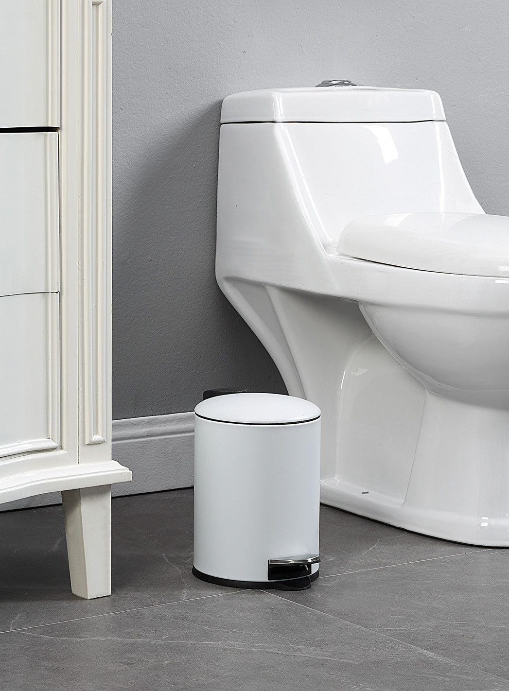 0.8 Gallon Trash Can with Plastic Inner Bucket; Bathroom, Office, Kitchen and Bedroom Step On and Slow Close