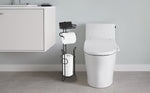 Bathroom Heavyweight Toilet Tissue Paper Roll Storage Holder Stand with Reserve and Shelve. Mega Rolls Available.