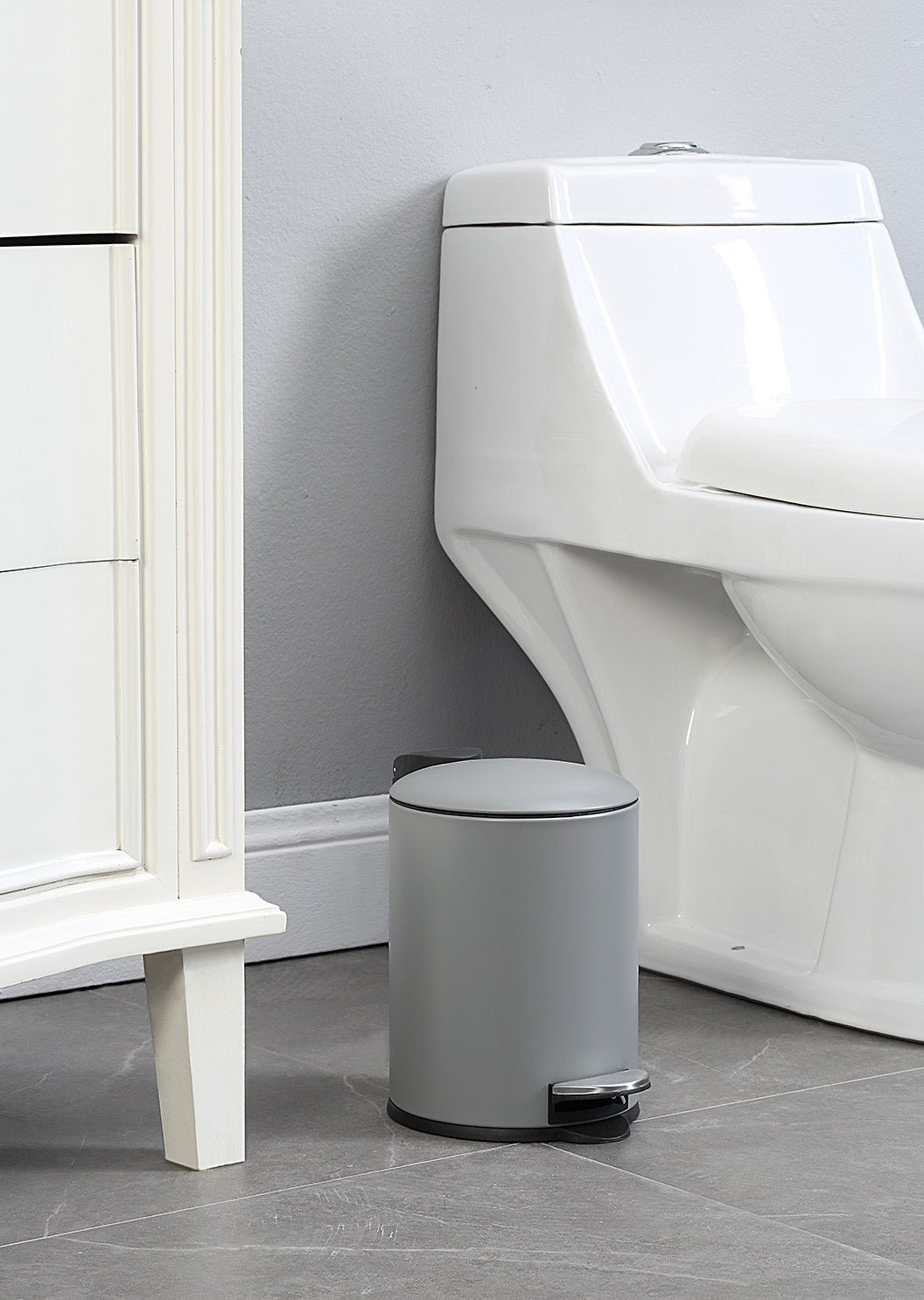 0.8 Gallon Trash Can with Plastic Inner Bucket; Bathroom, Office, Kitchen and Bedroom Step On and Slow Close
