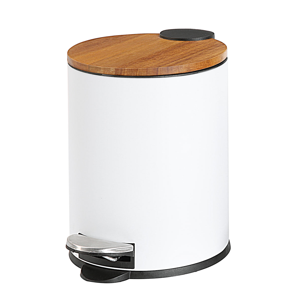 Round Trash Can with Acacia Lid, 0.8 Gal
