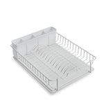 SunnyPoint 304 Stainless Steel Dish Drying Rack with Diatomaceous Earth Drainboard & Removable Utensil Caddy – Rust Resistant Countertop Dish Rack for Kitchen