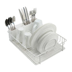 SunnyPoint 304 Stainless Steel Dish Drying Rack with Diatomaceous Earth Drainboard & Removable Utensil Caddy – Rust Resistant Countertop Dish Rack for Kitchen