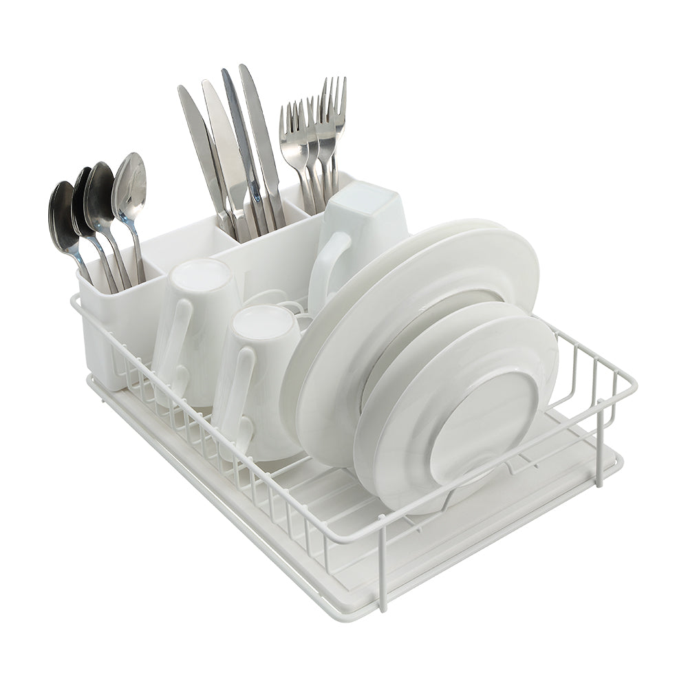 SunnyPoint 304 Stainless Steel Dish Drying Rack with Diatomaceous Earth Drainboard & Removable Utensil Caddy – Rust Resistant Countertop Dish Rack for Kitchen