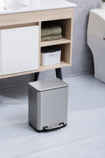 6 Liter / 1.58 Gallon Trash Can with Plastic Inner Buckets; Rectangle Bathroom, Office, Kitchen, and Bedroom Step On and Slow Close