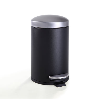 4.5 Liter / 1.2 Gallon Round Trash Can with Plastic Inner Bucket; Bathroom, Office, Kitchen and Bedroom Step On and Slow Close