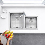 SunnyPoint 304 Stainless Steel Sink Protector Rack With Rear Drain Hole – Rust-Resistant Grid for Kitchen Sink Bottom, Scratch Prevention - Rear Drain Hole Required