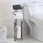 Bathroom Heavyweight Toilet Tissue Paper Roll Storage Holder Stand with Reserve and Shelve. Mega Rolls Available.