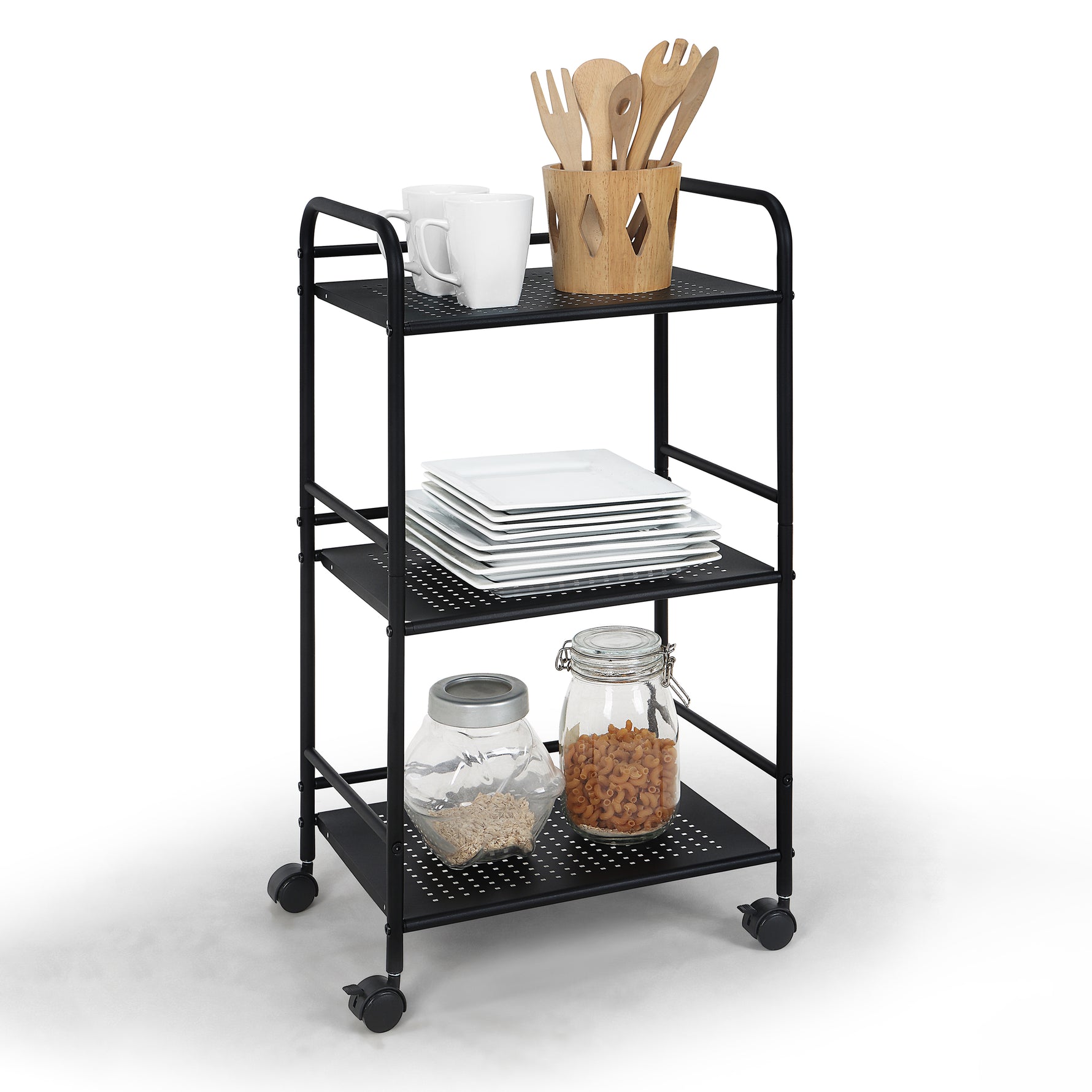 Minimalist Style 3 Tier Utility Rolling Shelf Cart