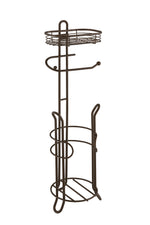 Bathroom Heavyweight Toilet Tissue Paper Roll Storage Holder Stand with Reserve and Shelve. Mega Rolls Available.