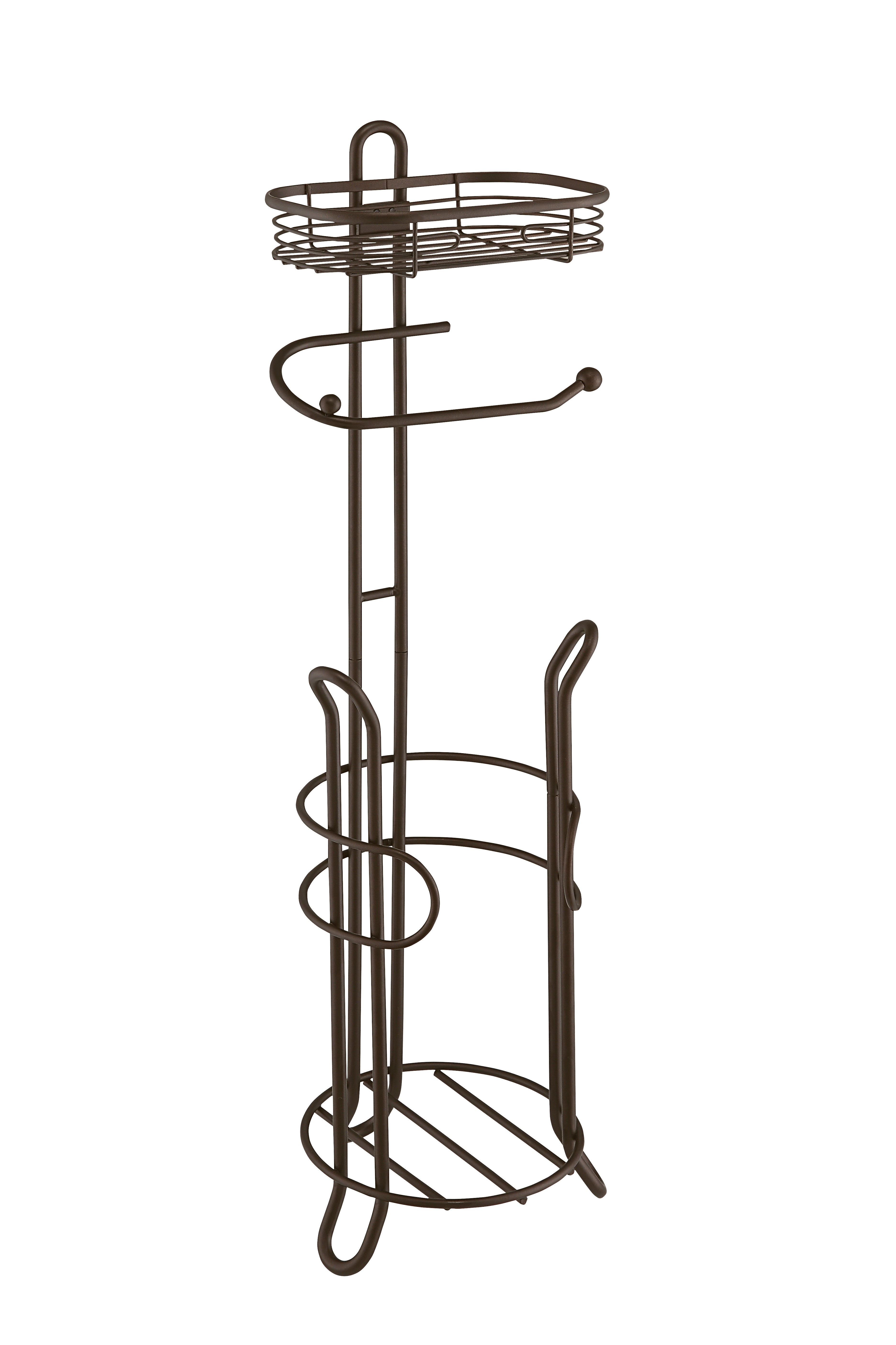 Bathroom Heavyweight Toilet Tissue Paper Roll Storage Holder Stand with Reserve and Shelve. Mega Rolls Available.