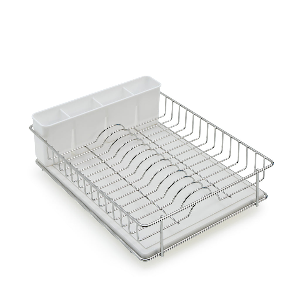 SunnyPoint 304 Stainless Steel Dish Drying Rack with Diatomaceous Earth Drainboard & Removable Utensil Caddy – Rust Resistant Countertop Dish Rack for Kitchen