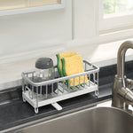 SunnyPoint Never Rust Aluminum Utensil, Sink Cleaning Tools Holder for Kitchen Sink with Drain Board; Dish Wand, Sponge, Soap Dispenser, Utensil Organizer Caddy