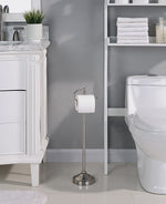 Deluxe Free Standing Heavy Weighted Toilet Tissue Paper Roll Holder Stand