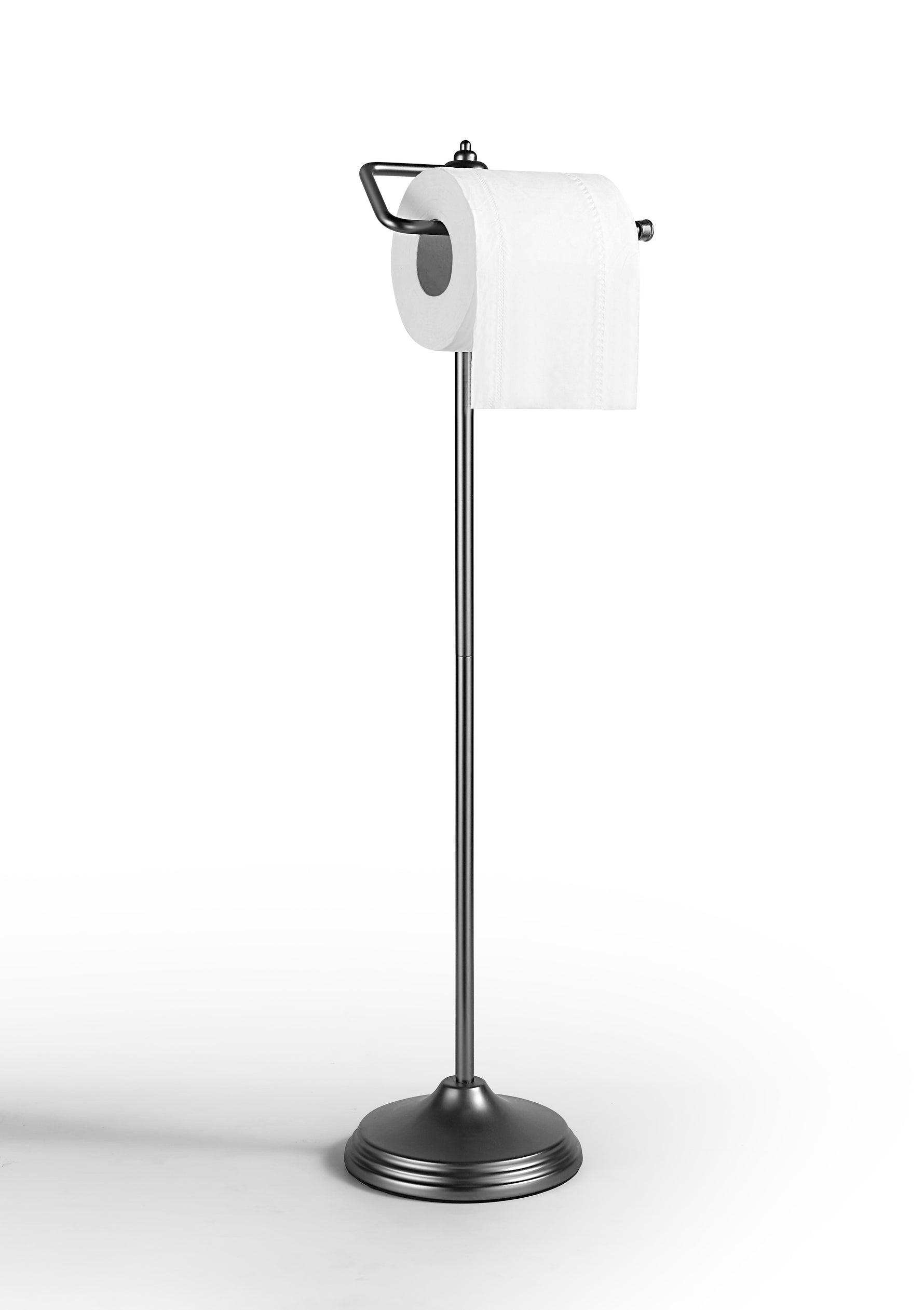 Bathroom Free Standing Toilet Tissue Paper Roll Holder Stand with Reserve Function, Chrome Finish