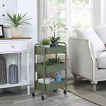 3-Tier Delicate Compact Rolling Metal Storage Organizer - Mobile Utility Cart Kitchen/Under Desk Cart with Caster Wheels