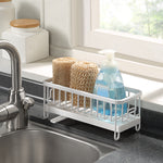 SunnyPoint Never Rust Aluminum Utensil, Sink Cleaning Tools Holder for Kitchen Sink with Drain Board; Dish Wand, Sponge, Soap Dispenser, Utensil Organizer Caddy