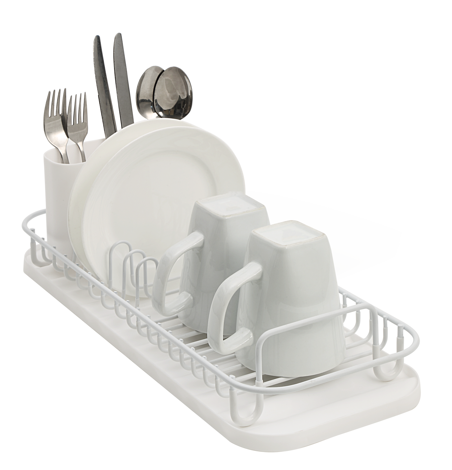 SunnyPoint 304 Stainless Steel NeverRust Compact Dish Drying Rack with Utensil Holder & Removable Drain Tray, Rustproof Small Dish Rack for Kitchen Countertop or Over Sink