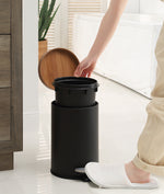 SunnyPoint Elite Bamboo Lid 4.5 Liter / 1.2 Gallon Round Trash Can with Plastic Inner Bucket; Bathroom, Office, Kitchen and Bedroom Step On and Slow Close