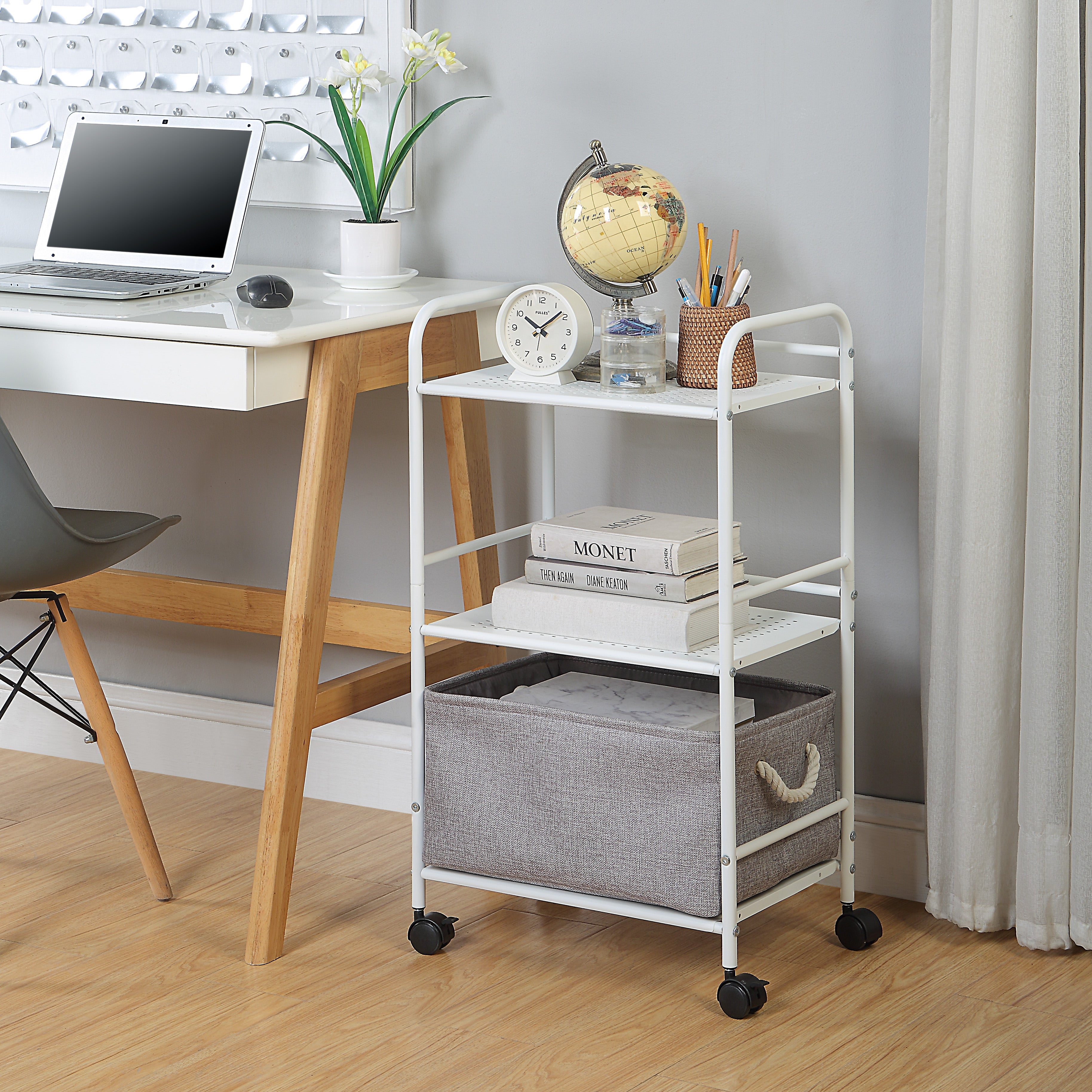 Minimalist Style 3 Tier Utility Rolling Shelf Cart