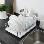 SunnyPoint 304 Stainless Steel Dish Drying Rack with Diatomaceous Earth Drainboard & Removable Utensil Caddy – Rust Resistant Countertop Dish Rack for Kitchen