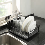 SunnyPoint 304 Stainless Steel Dish Drying Rack with Diatomaceous Earth Drainboard & Removable Utensil Caddy – Rust Resistant Countertop Dish Rack for Kitchen