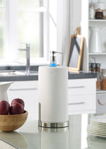 Heavy Weighted Paper Towel Holder Stand Dispenser Built-in Spray/Pump Bottle