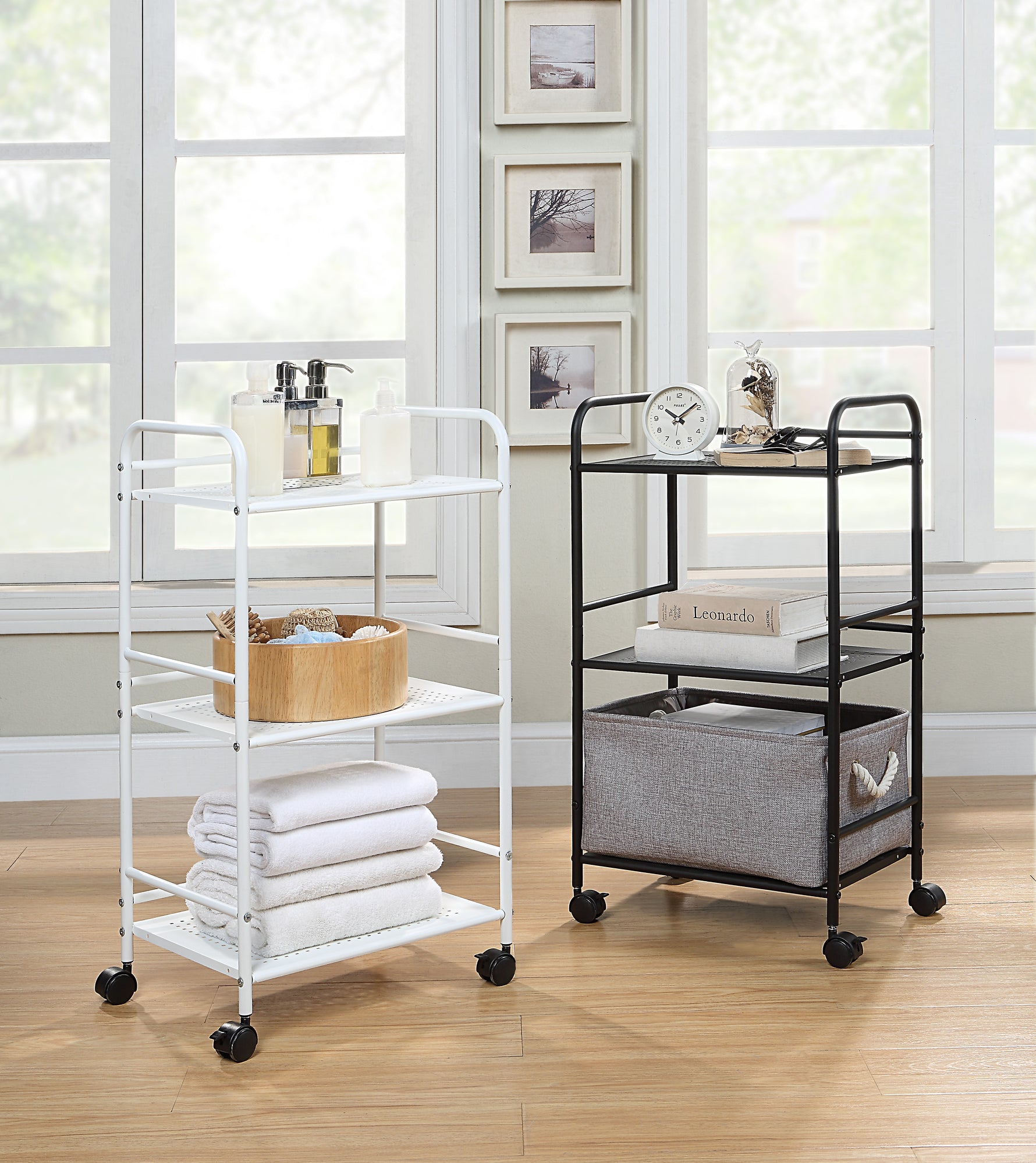 Minimalist Style 3 Tier Utility Rolling Shelf Cart