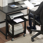 SunnyPoint 2-Tier Mobile Stand with Lockable Wheels — Printer Cart, Mini Fridge Stand, Portable Electronic Device & Projector Holder | Under Desk Storage Shelf for Home & Office, 18.9" x 15.75"