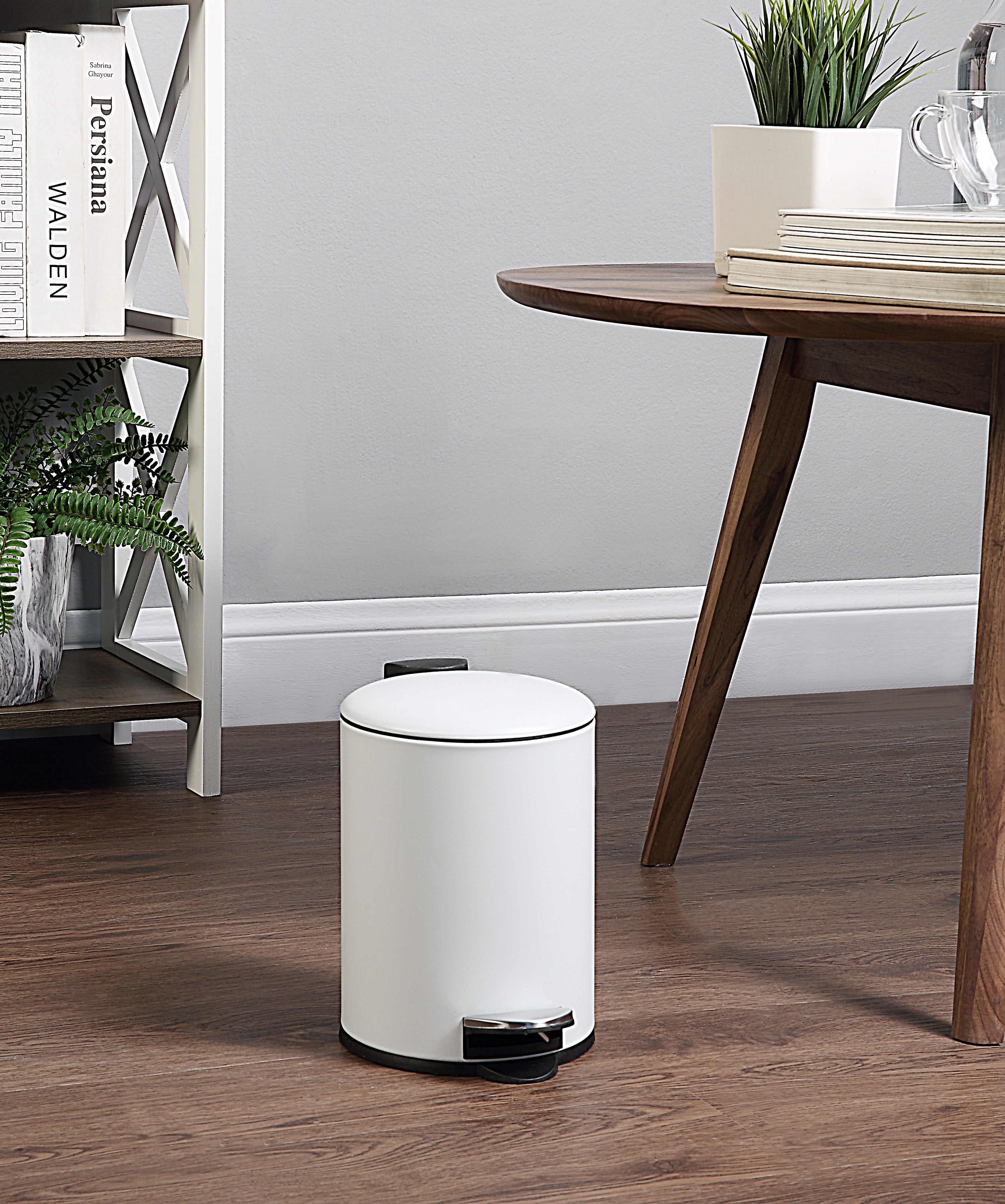 0.8 Gallon Trash Can with Plastic Inner Bucket; Bathroom, Office, Kitchen and Bedroom Step On and Slow Close