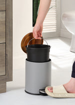 Round Trash Can with Acacia Lid, 0.8 Gal