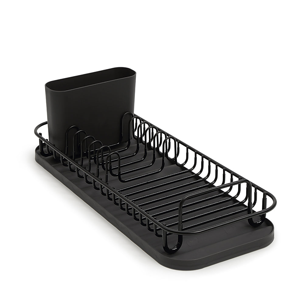 SunnyPoint 304 Stainless Steel NeverRust Compact Dish Drying Rack with Utensil Holder & Removable Drain Tray, Rustproof Small Dish Rack for Kitchen Countertop or Over Sink