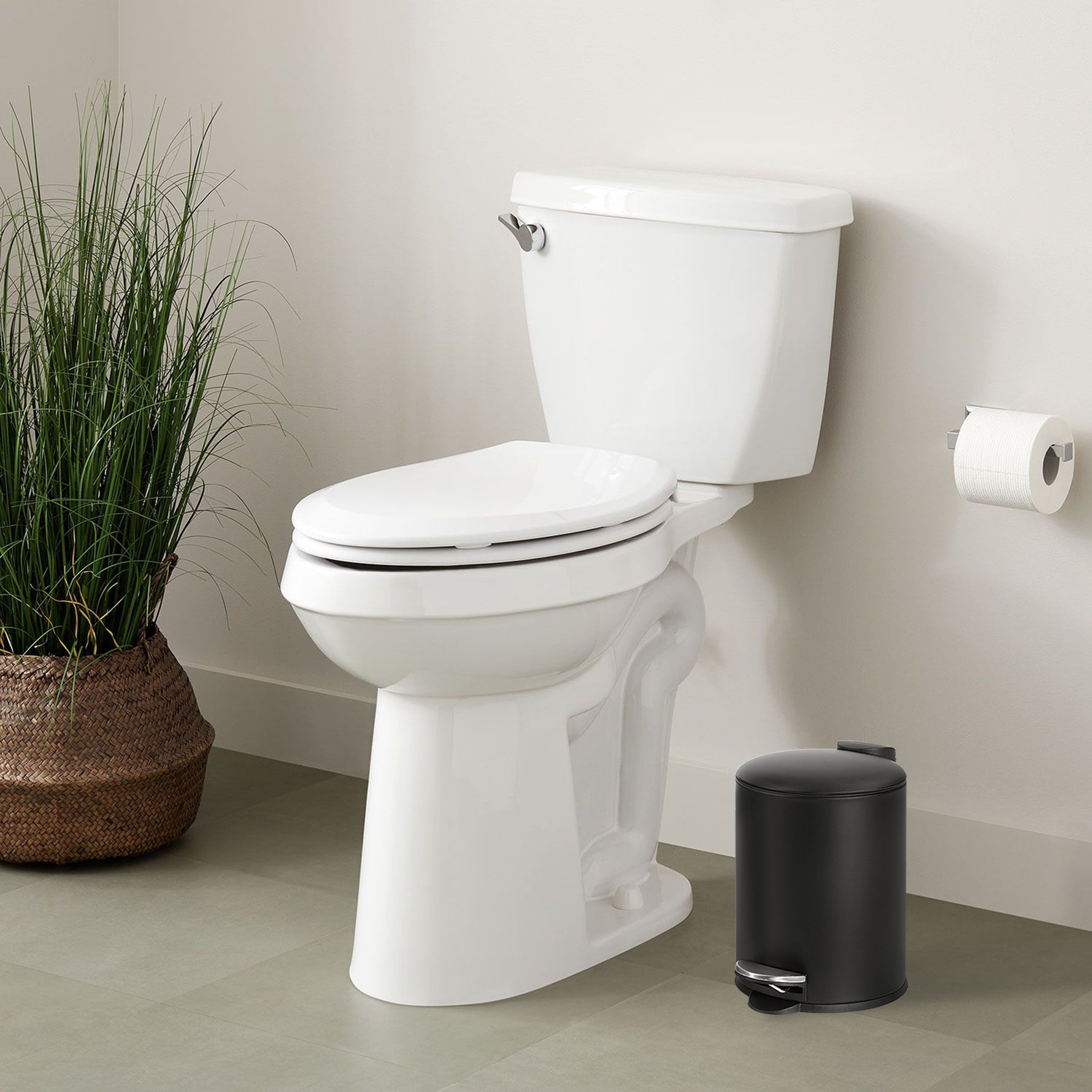 0.8 Gallon Trash Can with Plastic Inner Bucket; Bathroom, Office, Kitchen and Bedroom Step On and Slow Close