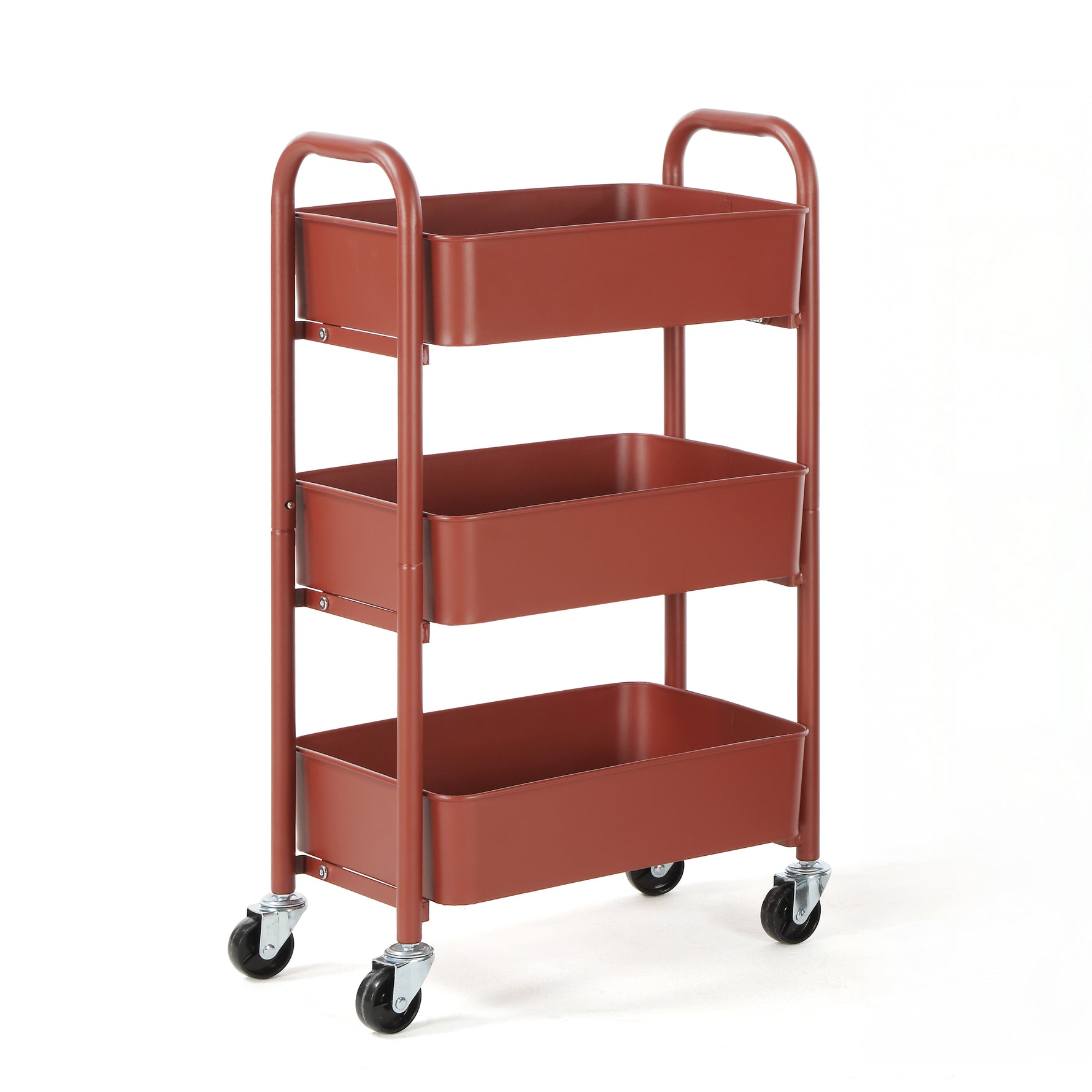 3-Tier Delicate Compact Rolling Metal Storage Organizer - Mobile Utility Cart Kitchen/Under Desk Cart with Caster Wheels