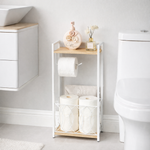 SunnyPoint Classic Space Saving Freestanding Toilet Paper Holder with Storage Shelf – Bathroom Space Saver for Phone, Tablet, and Magazines – All Purpose Bathroom Organizer Space Saver