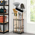 Blanca Rosana Garagge, Garden, Yard Tool Organizer Rack Up to 35 Long-Handled Tools/Rakes/Brooms, Heavy Duty Steel Garden Tool Stand for Shed, Outdoor, Black