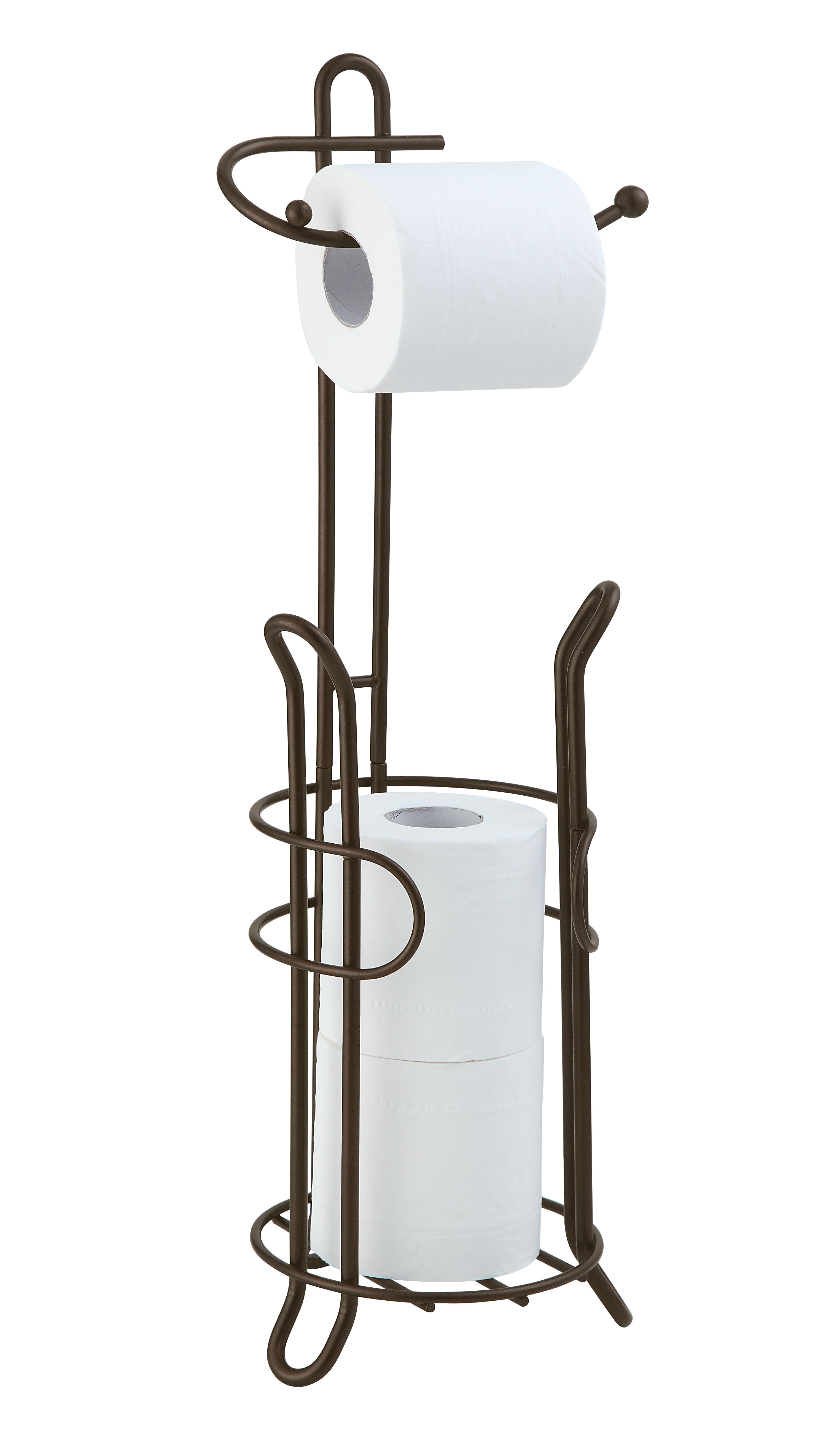 Bathroom Toilet Tissue Paper Roll Storage Holder Stand with Reserve, The Reserve Area Has Enough Space to Store Mega Rolls