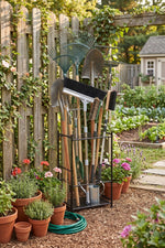 Blanca Rosana Garagge, Garden, Yard Tool Organizer Rack Up to 35 Long-Handled Tools/Rakes/Brooms, Heavy Duty Steel Garden Tool Stand for Shed, Outdoor, Black