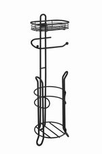 Bathroom Heavyweight Toilet Tissue Paper Roll Storage Holder Stand with Reserve and Shelve. Mega Rolls Available.