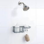 Classic Wall Mounted Shower Caddy Organizer Basket Shelf With Removable Adhesive Hook. No Drilling Needed