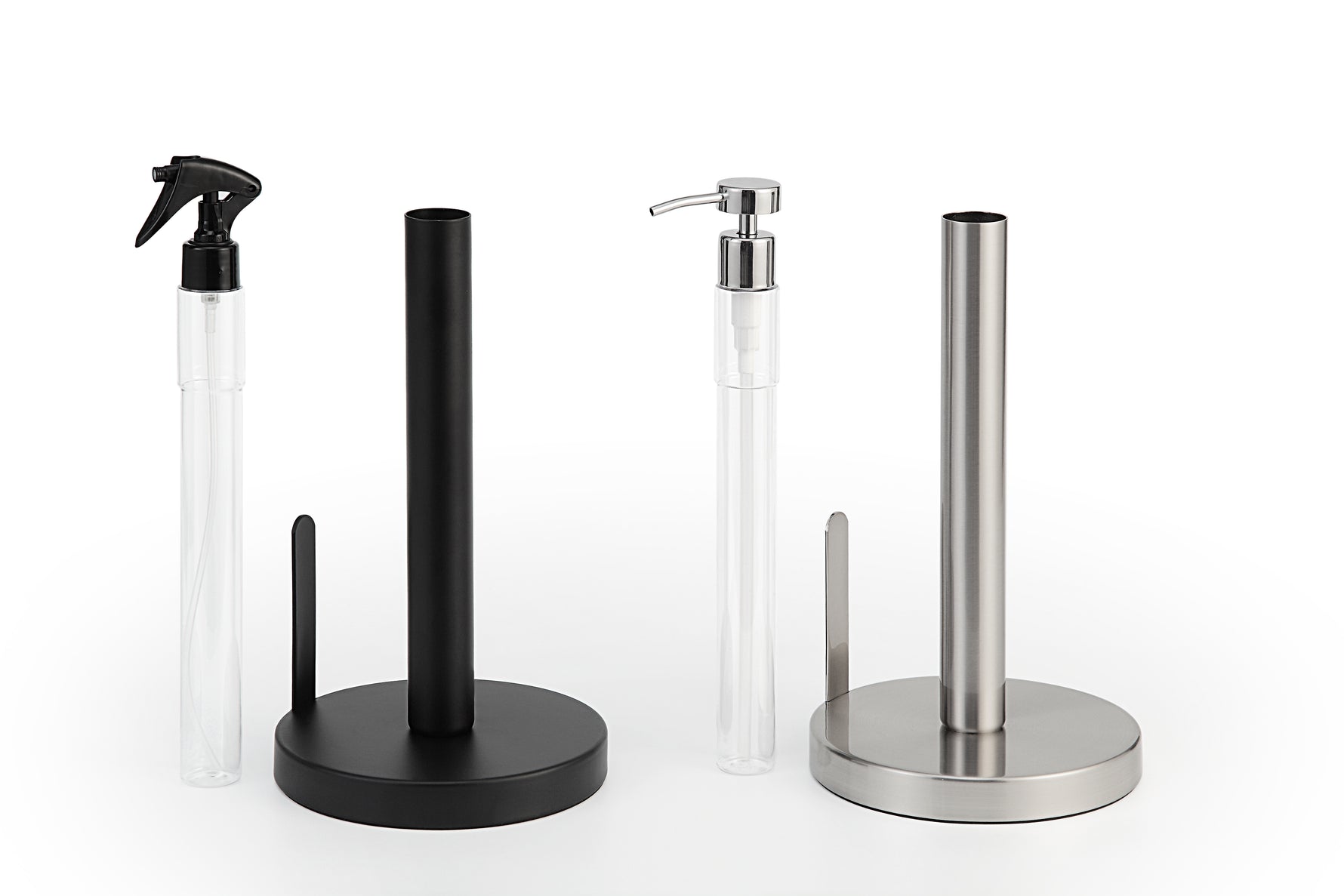 Heavy Weighted Paper Towel Holder Stand Dispenser Built-in Spray/Pump Bottle